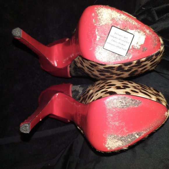 Christian Louboutin Red / leopard print bootie - Picture 8 of 9